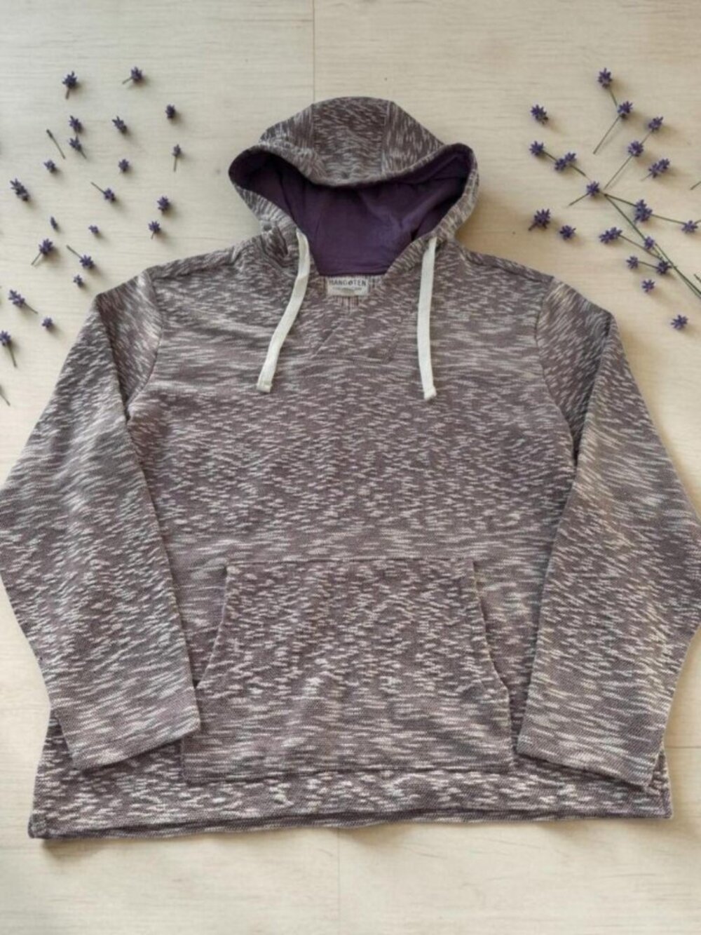 Hang Ten Women's XL Space Dye Poncho Hoodie Purple White Kangaroo Pocket